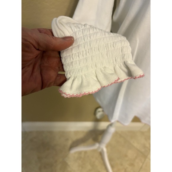 Laura Ashley Long Sleeve V Neck Top, Pink And Blue Embroidery, Medium - Picture 5 of 9